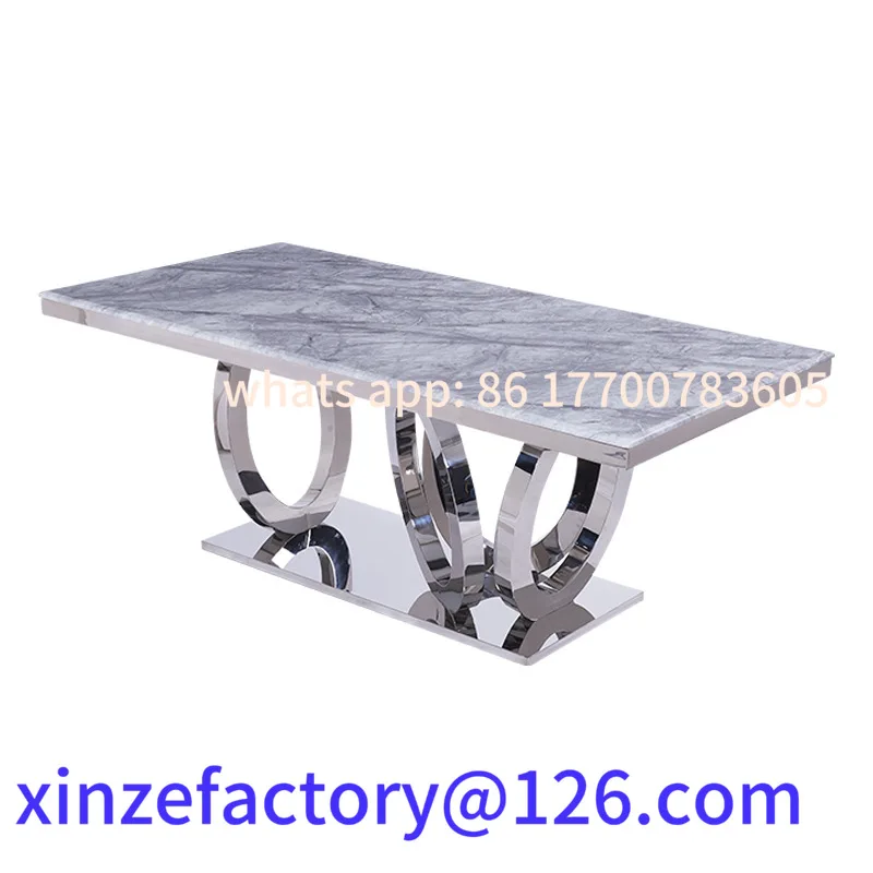 Light luxury marble dining table household high sense two meters rectangular Italian style