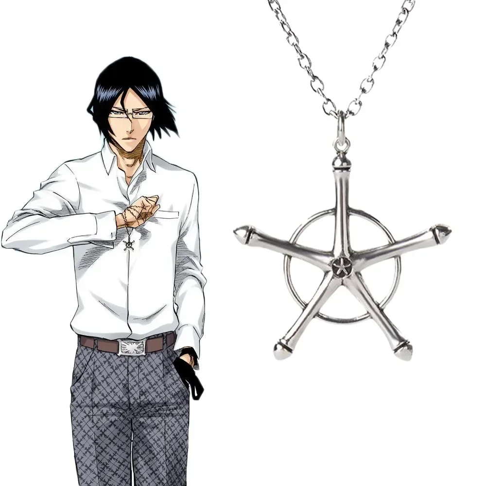 Anime Bleach Necklace Quincy Ishida Uryuu Cosplay Ginrei Gojiaku Amulet Alloy Pendant Choker Jewelry Accessories Gifts