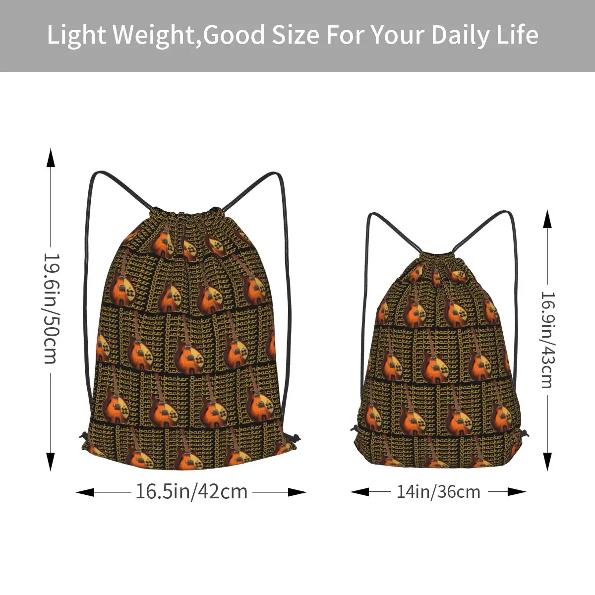 RICKENBACKER Text Backpacks Casual Drawstring Bags Shoes Bag Book Bags for Travel Students