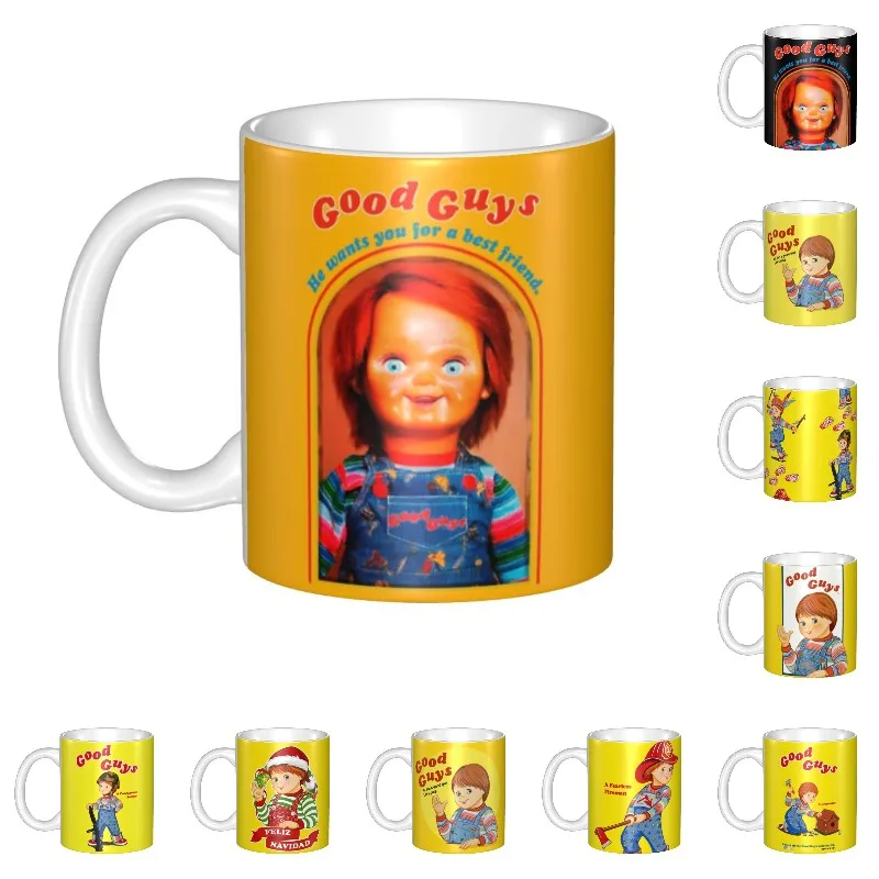 Custom Chucky Retro Movies Coffee Mugs DIY Good Guys Game Ceramic Tea Milk Cups Outdoor Work Camping Cup