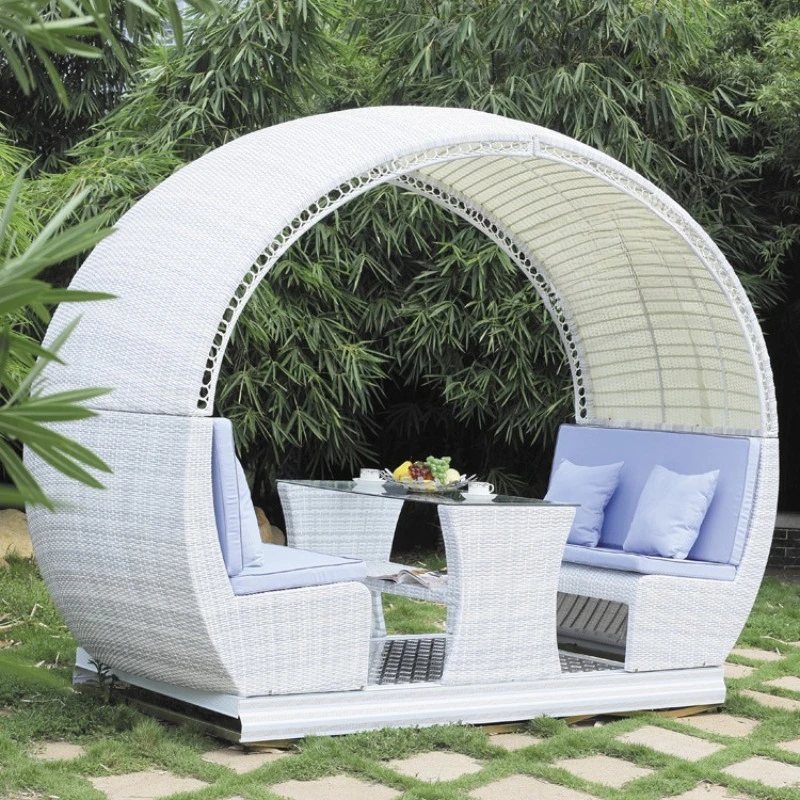 Courtyard Villa Hotel Pool Garden Rocking Chair 4 Seats Rattan Outdoor Furniture