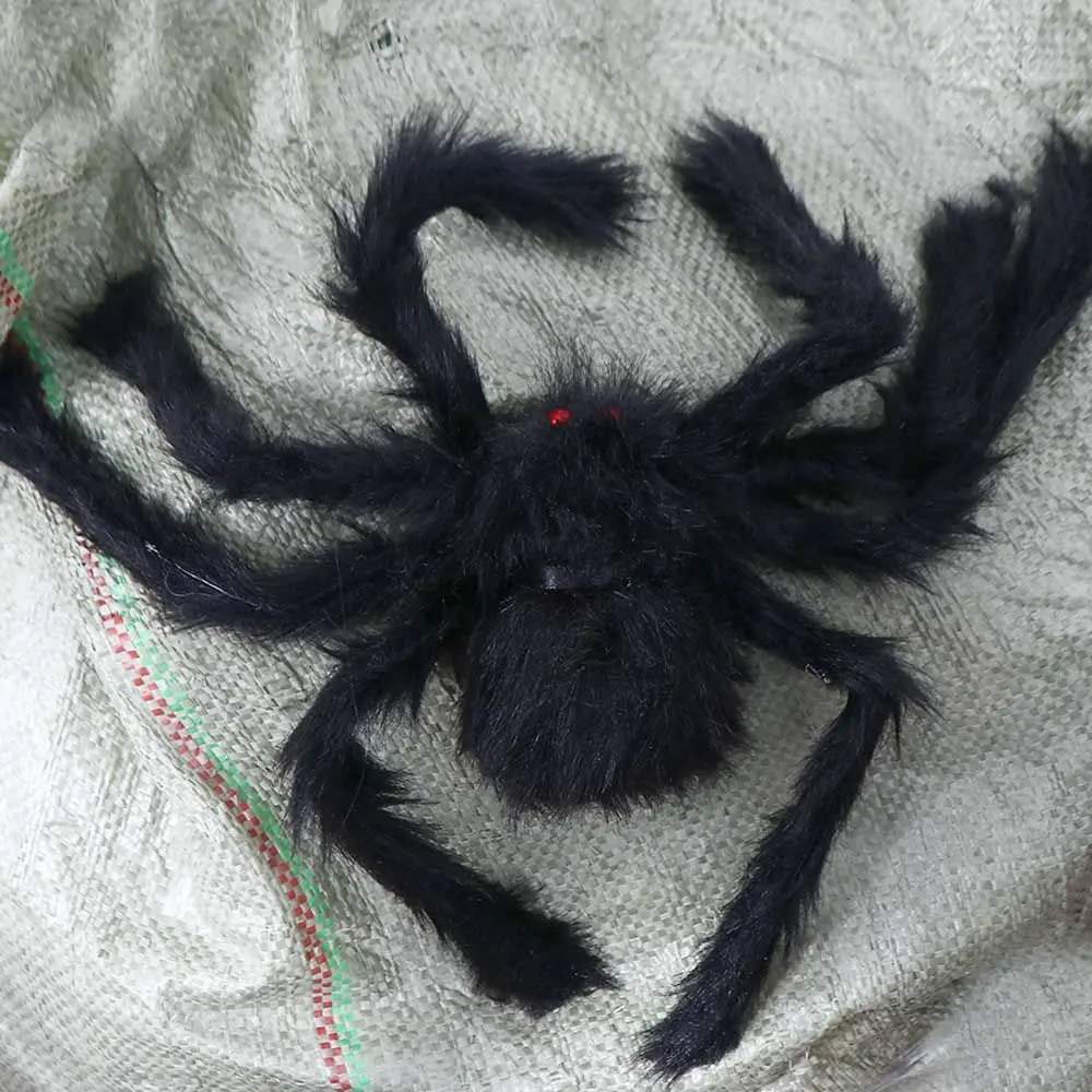 อุปกรณ์ประกอบฉากฮาโลวีนตกแต่งที่น่ากลัว DIY เครื่องประดับตกแต่งบ้านผีสิงสยองขวัญแมงมุมยักษ์แมงมุมประดิษฐ์แมงมุมตุ๊กตาสีดำ