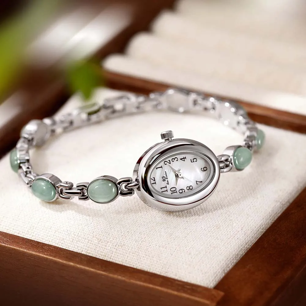 

Luxury Women Watches Natural Color Jade Bracelet Quartz Women's Wristwatch Oval Small Dial Fashion Dress Watch Gifts 2025 NEW