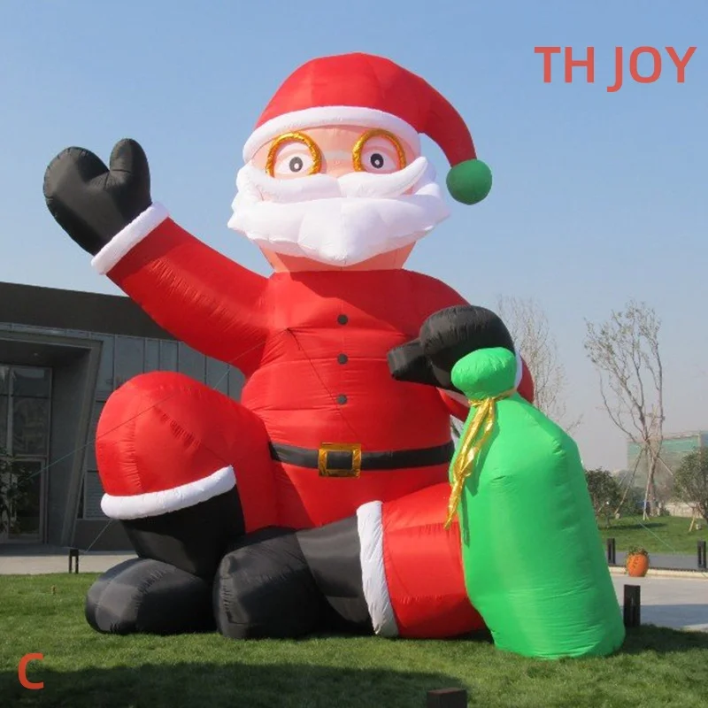 fast air ship to door, Christmas Man Inflatable Character Santa Claus, outdoor Advertising santa claus Inflatables with gift bag