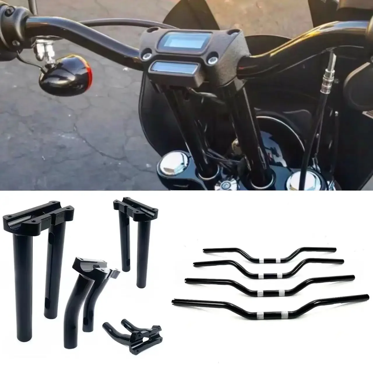 

Motorcycle 1'' Handlebar High Clip Riser Kit for Harley Softail Street bob Low Rider ST With 1inch Handlebars Accessories