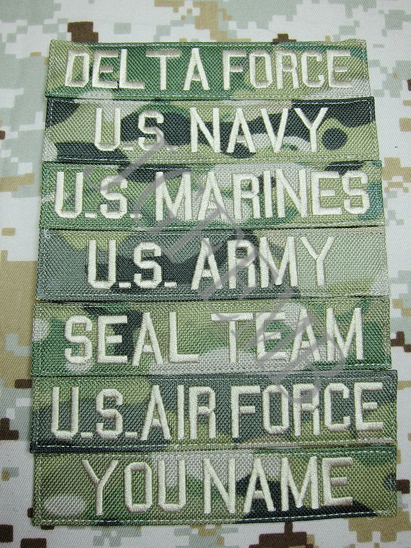 Military Embroidery Patch Badges, Nylon Multicam, Custom Name Tapes, Chest Services, Morale, Military, Champagne Letters