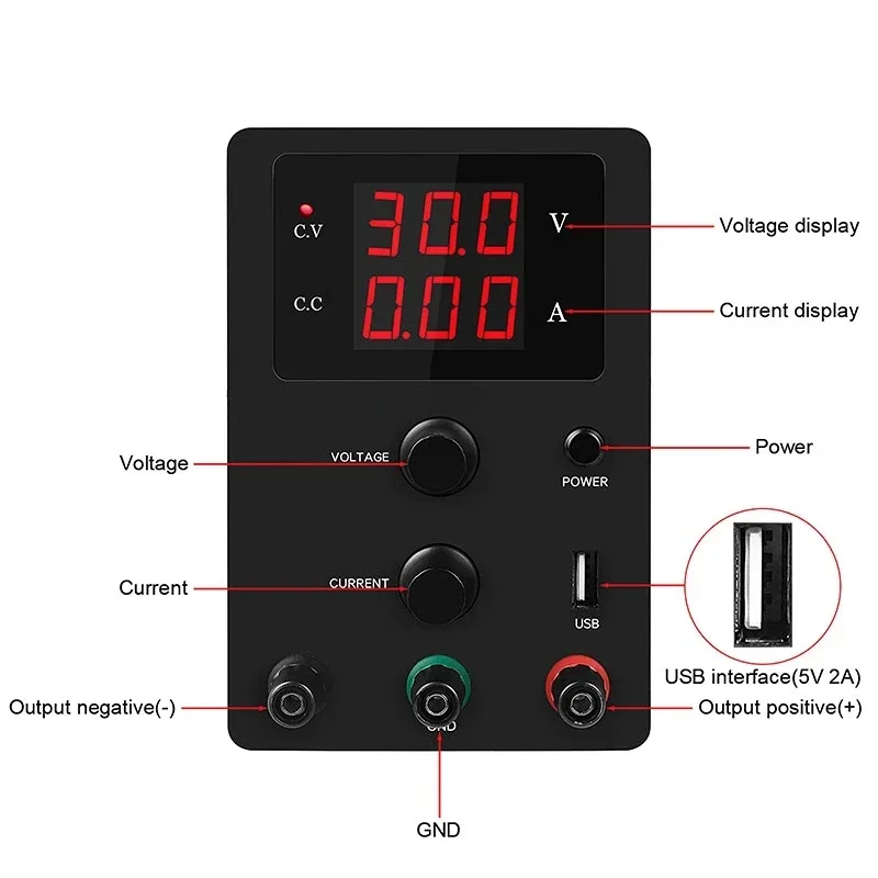 For R-SPS3010 30V 10A Digital Adjustable Power Source USB Interface DC Regulated Switching Power Supply