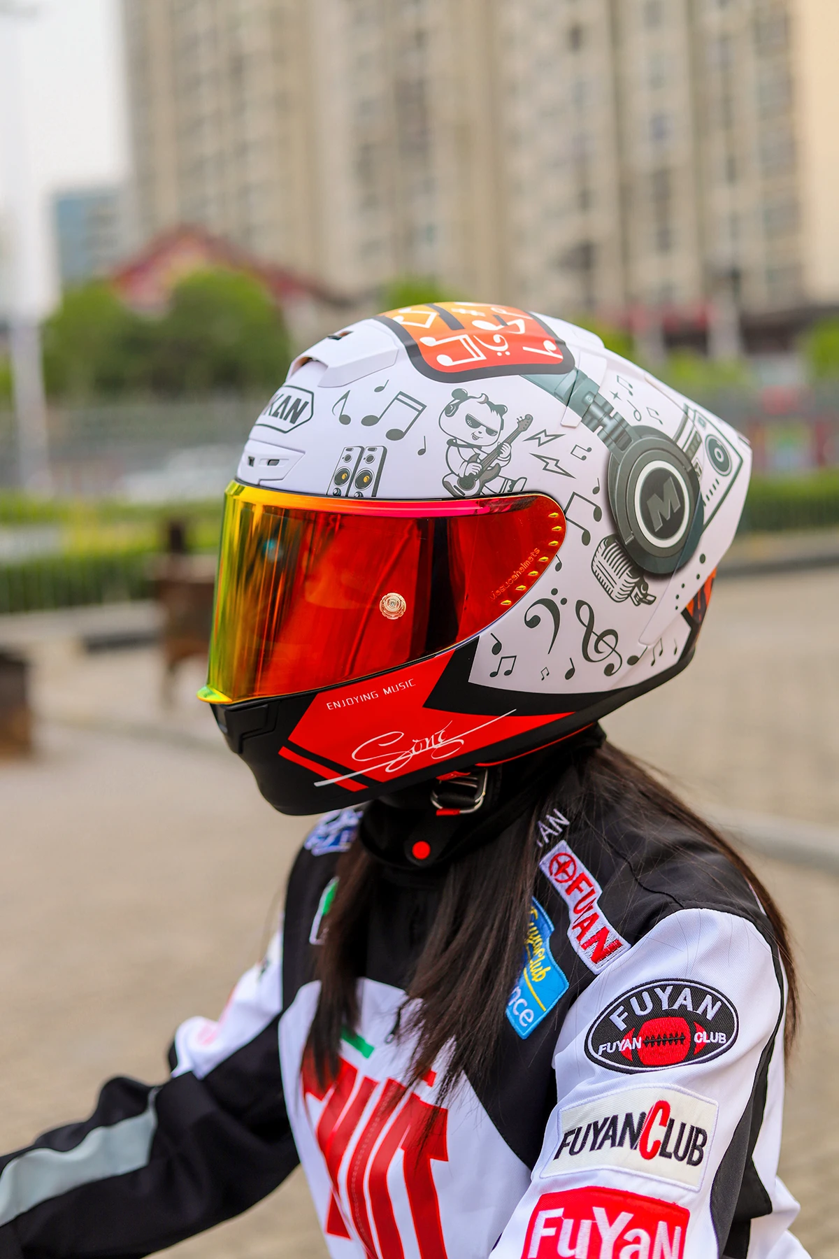MKAN Full Face Motorcycle helmet MUSIC GUEVARA PANDA Riding Motocross Racing Motobike Helmet Casco De Motocicleta