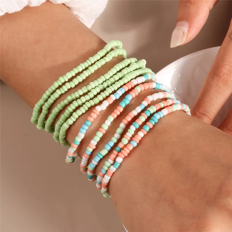 Böhmische handgemachte bunte Perlen Armband für Frauen niedlichen Sommer Strand Regenbogen Blume Armband Mädchen Boho Schmuck Großhandel – Detail 1