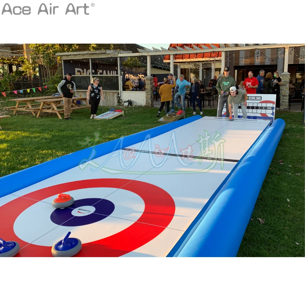 Inflatable Curling Track Outdoor Air Interactive Game Curling Court with Curlings for Sports or Fun