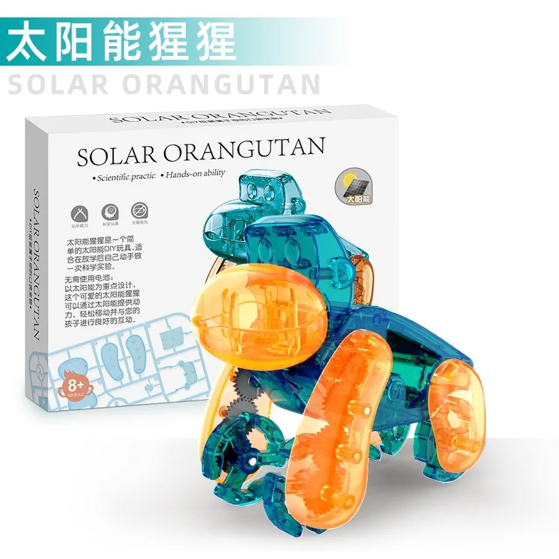 Fai da te macchina elettrica ad energia solare cane lumaca scimpanzé giocattolo assemblato per bambini puzzle robot puoi camminare solo per prendere il sole