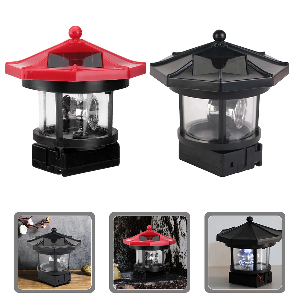 

2pcs Powered Lighthouse Decor Rotatable Led Yard Light Ornament Garden Solar Lamp Outdoor Solar Light For Garden Pathway Lawn