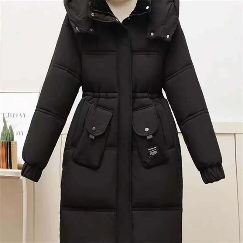 In 2024 New Fashion Plus-size Cotton-padded Women Jnee-length Long Western-style Waist Slimming Winter Fashion Padded Warm Coat