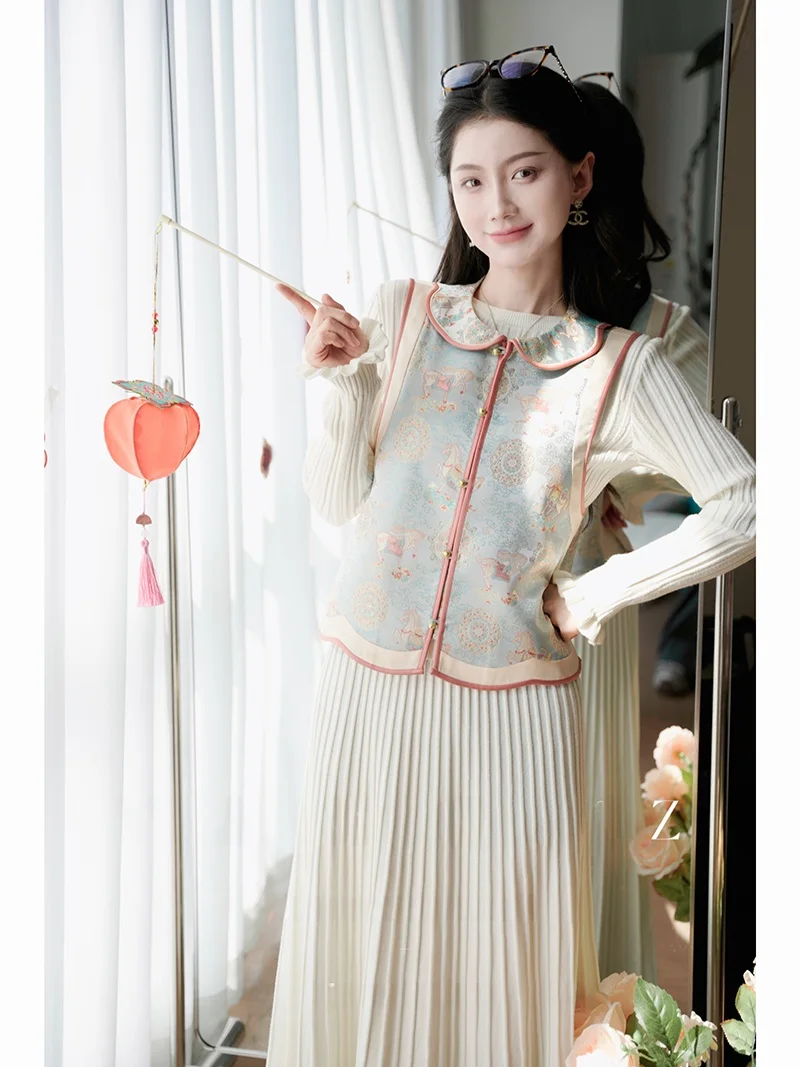 

Новый китайский женский открытый кардиган-жилет с отложным воротником и узором Ян (GZ) для весеннего празднования