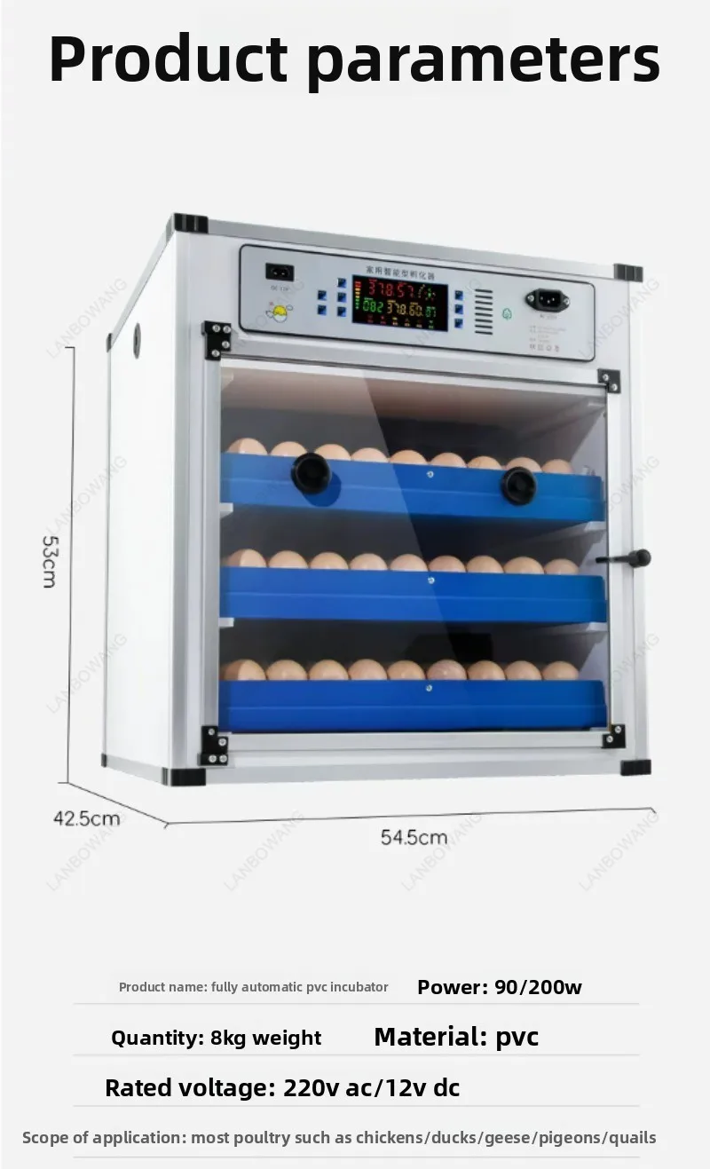 Medium Large Fully Automatic Intelligent Egg Incubator Household Poultry Egg Hatching Breeding Machine