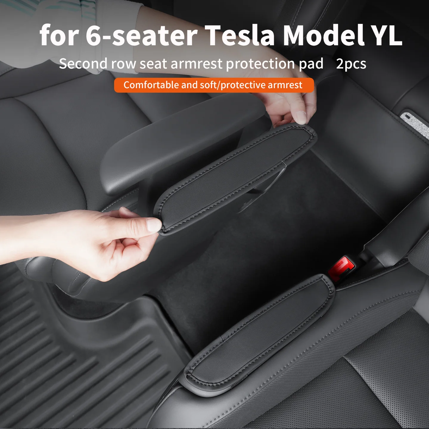 Suitable for Tesla six seater ModelYL second row armrest protection pad, protective cover, scratch protection, interior supplies