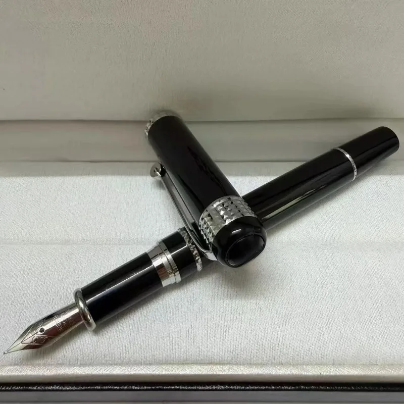 M Brand Black Silver Diamond Cut Business Fountain/Rollerball Pen, Luxury Office Gift Writing Pen( No Pen Box Included)