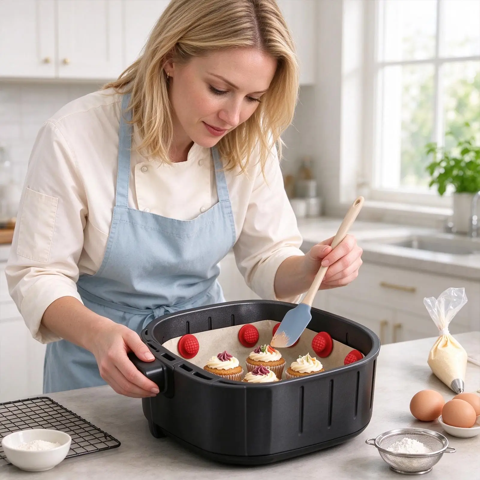 Silicone Air Fryer Magnets 8 Piece Silicone Reusable Clip 240 Degrees Celsius Heat Resistant Parchment Paper Liner Magnetic