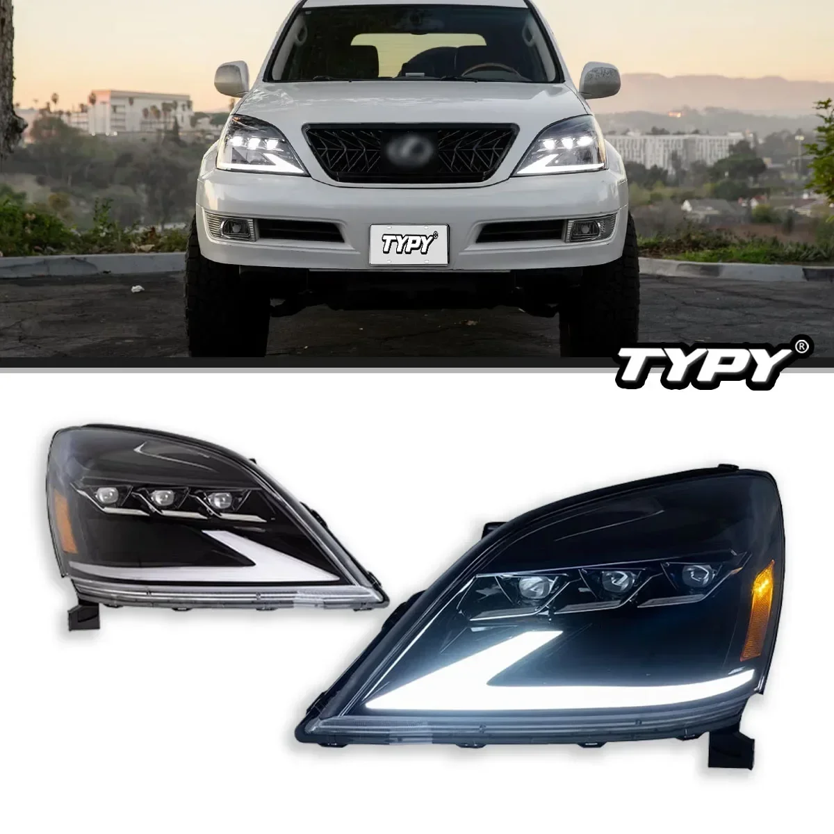 レクサスGX470用カーライト ヘッドライトLEDプロジェクターヘッドランプ デイタイムランニングライト 自動車アクセサリー 2003-2009