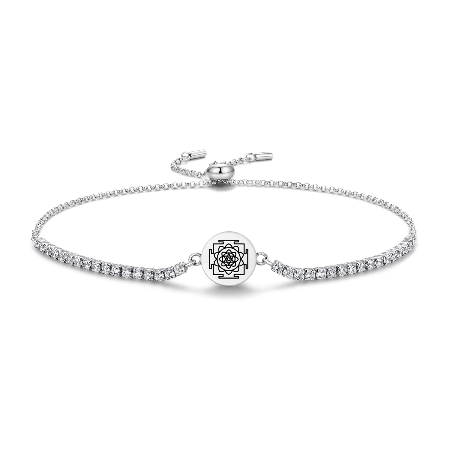 

Yantra Moon Yantra Bracelet 925 Sterling Silver Symbol Adjustable Tennis Zircon Chain for Women Jewelry Fashion