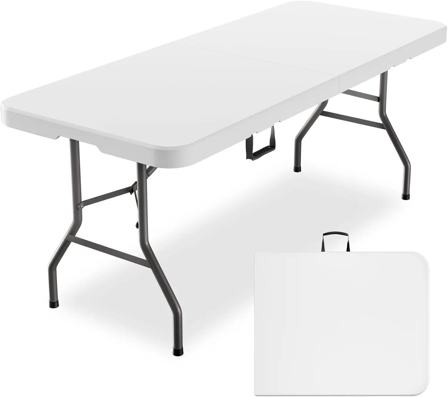 

6ft Heavy Duty Outdoor Folding Table for 6 Sturdy HDPE Top 350lbs Capacity Foldable Lockable Design No Assembly Camping Parties