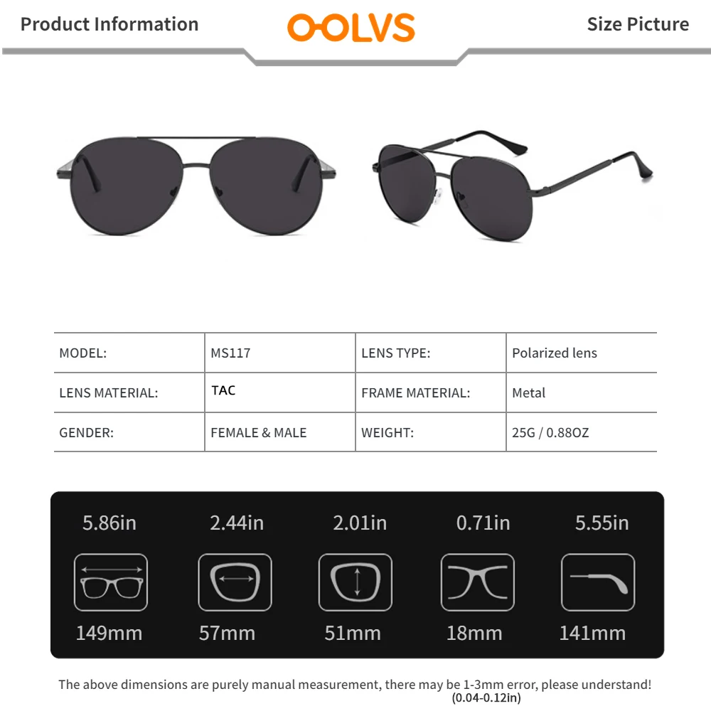 Aviator Polarized Sunglasses for Men: Perfect for Fishing, Driving, and Flying OOLVS