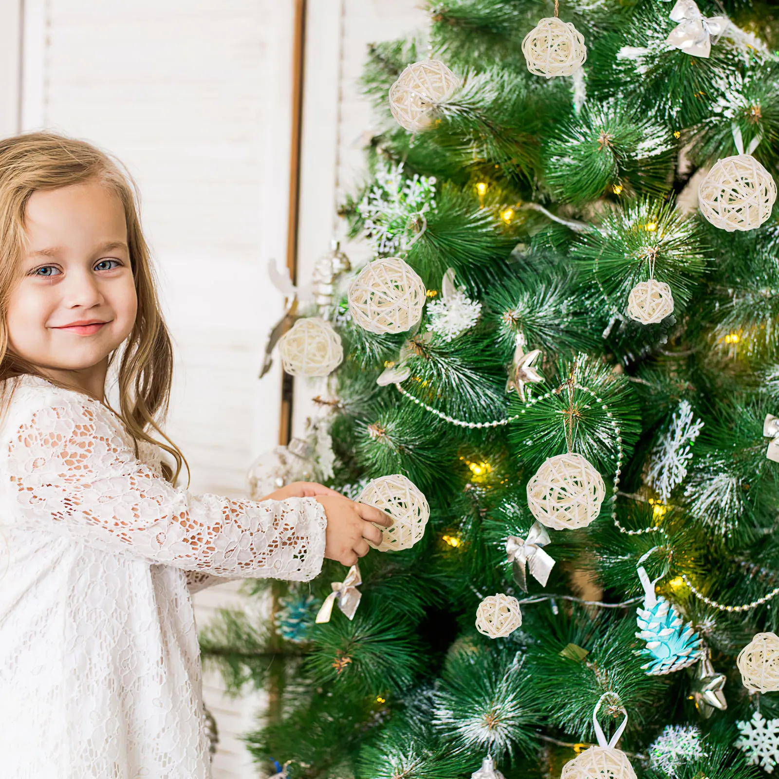 

15pcs Rattan 3cm 4cm 5cm Diameters Home Party Garden Ornaments Craft Vase Filler Christmas Home Rattan Ball Decor