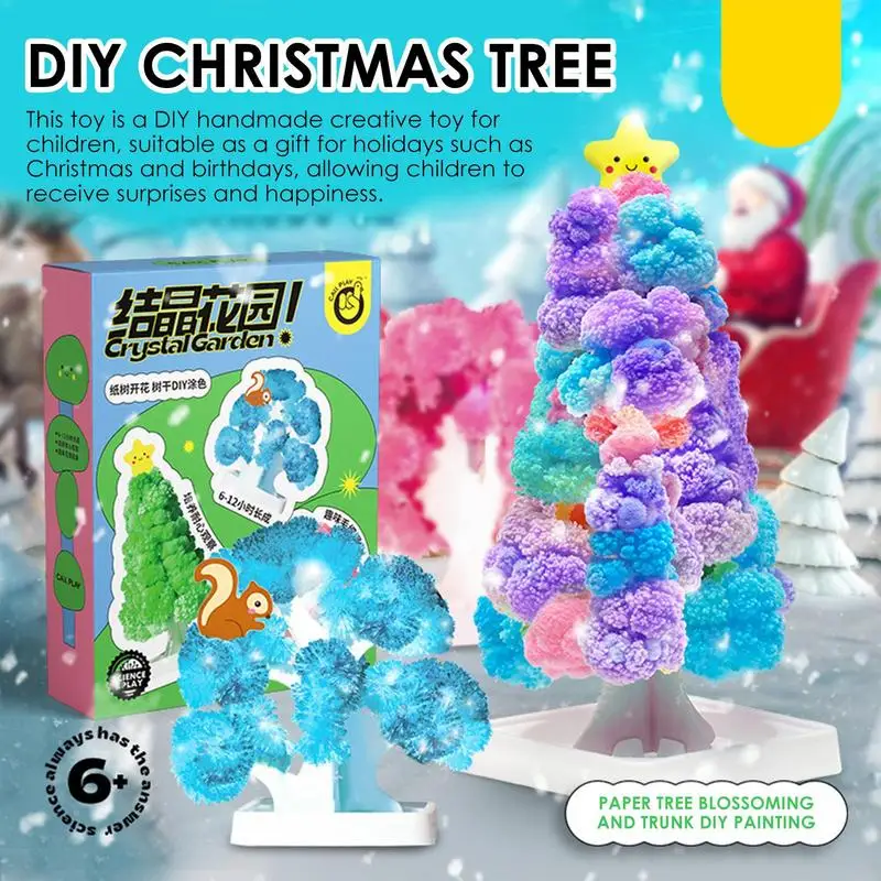 Magic Growing Christmas Tree Paper Crystal Trees Blossom Toys Christmas Trees Kids Science Toy Funny Xmas Gift wholesale