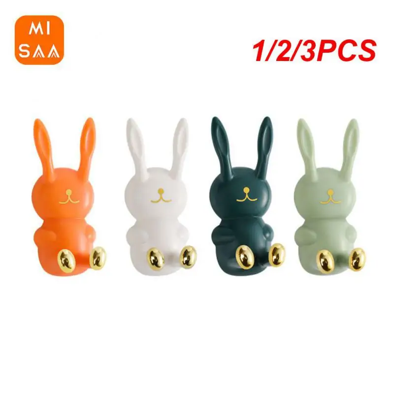 1/2/3PCS Universal Hooks Cute Hook Strong Adhesive Sticking Cartoon Rabbit Multi-functional Wholesale Bath Organizer Hook Punch