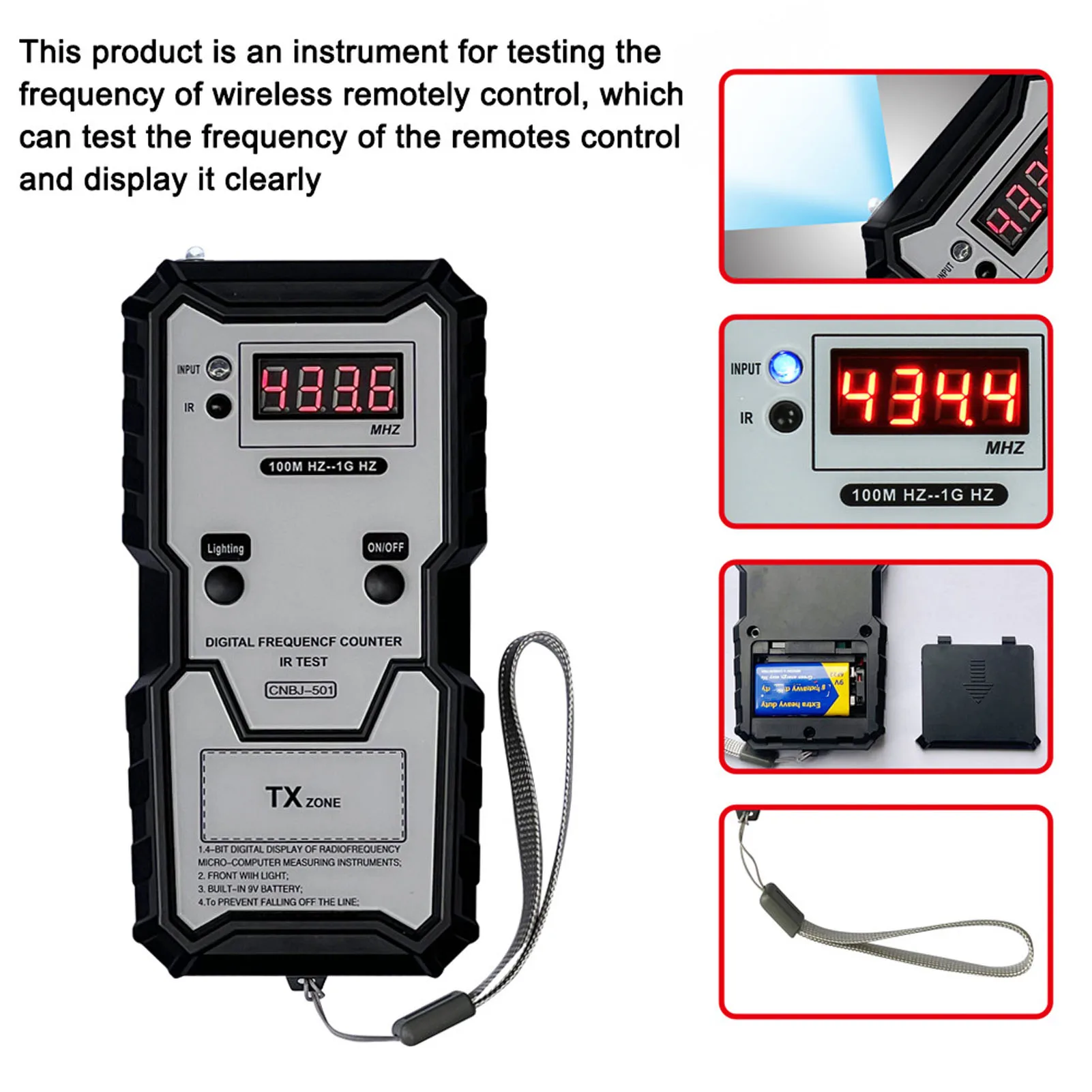 Remote Keys Infrared Frequency Tester 100M HZ to 1G HZ High Accuracy Digital Display Key Fob Frequency Tester