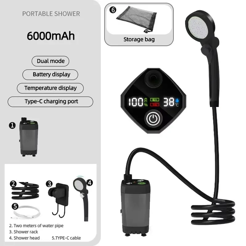 6000mah-rechargeable-portable-camping-shower-with-intelligent-led-display-electric-pump-and-shower-head