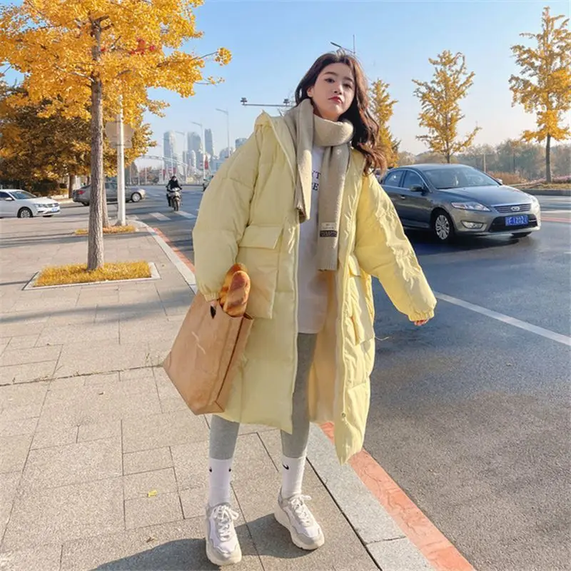 

Thickened Down Cotton Coat for Women Mid Length, Korean Jacket Over Knee, Winter Autumn, 2023