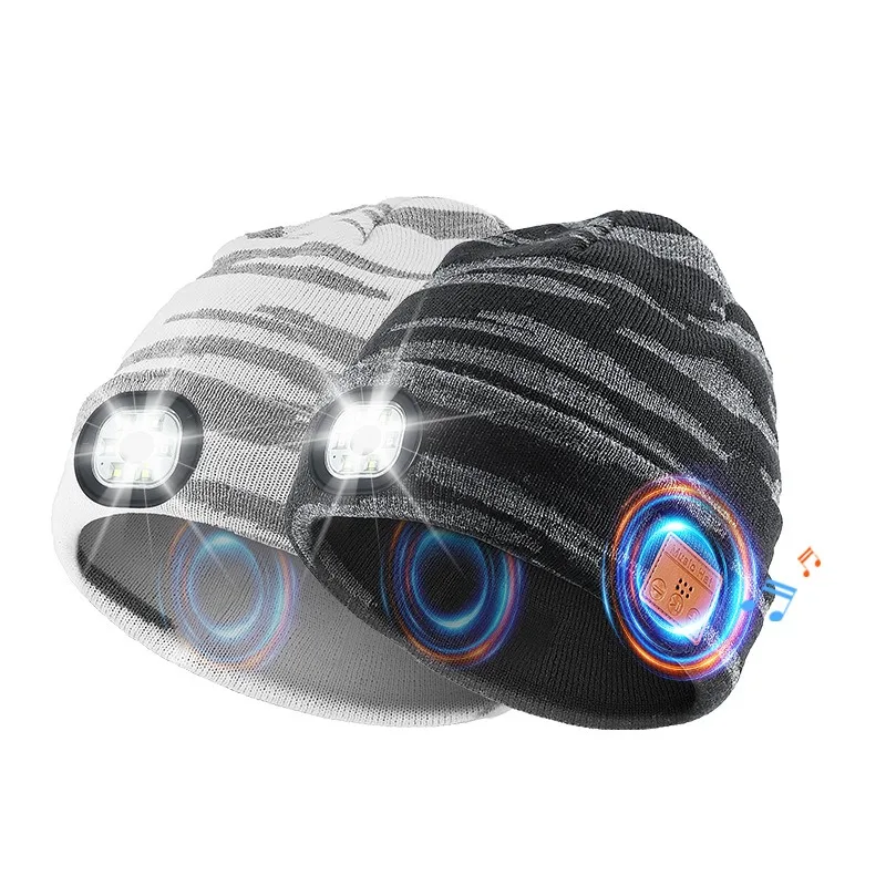 Douyin's New LED Luminous Lighting Bluetooth 5.4 Headphones Music Knitted Hat
