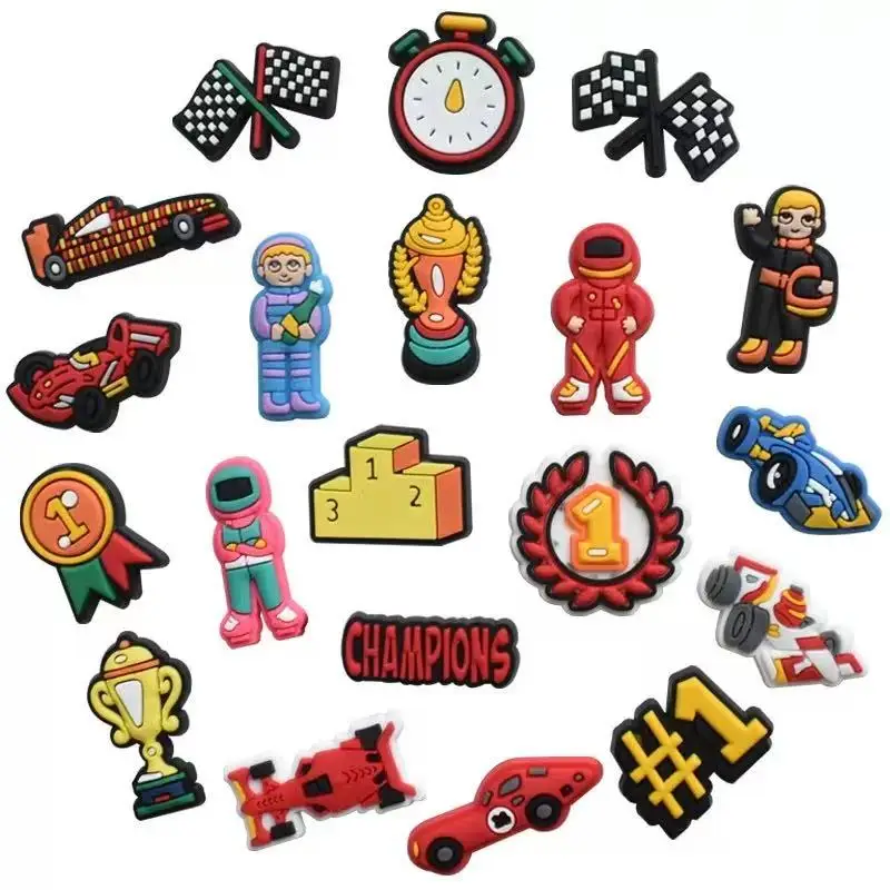 Mesuca 20/40PCS Racing Series Shoe Charms For Sandals,Shoe Decoration Accessories Shoe Pins Great Gift For Men Wom