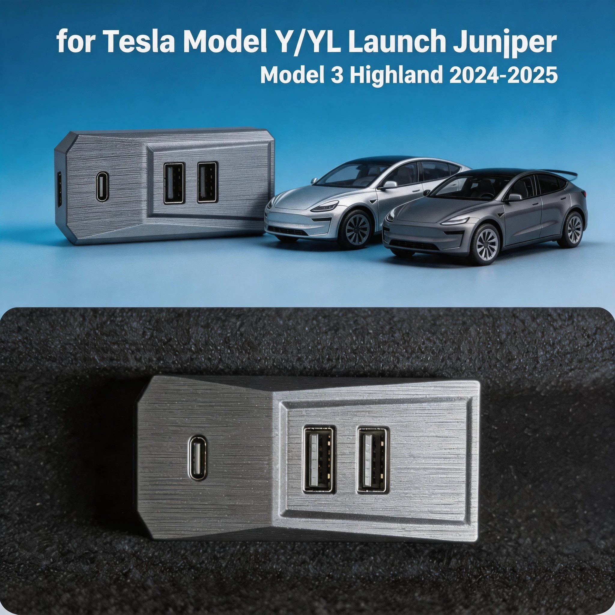 High Speed Data Transmission Glovebox USB Hub For Model YL Y Juniper Launch Model 3 Highland Type-C Splitter Docking Station