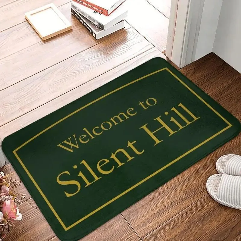 Decoration Green Pattern Mat Welcome To Silent Hill Entrance Door Mat Decor Bedroom Bathroom Carpet Home Anti-Slip Floor Rug