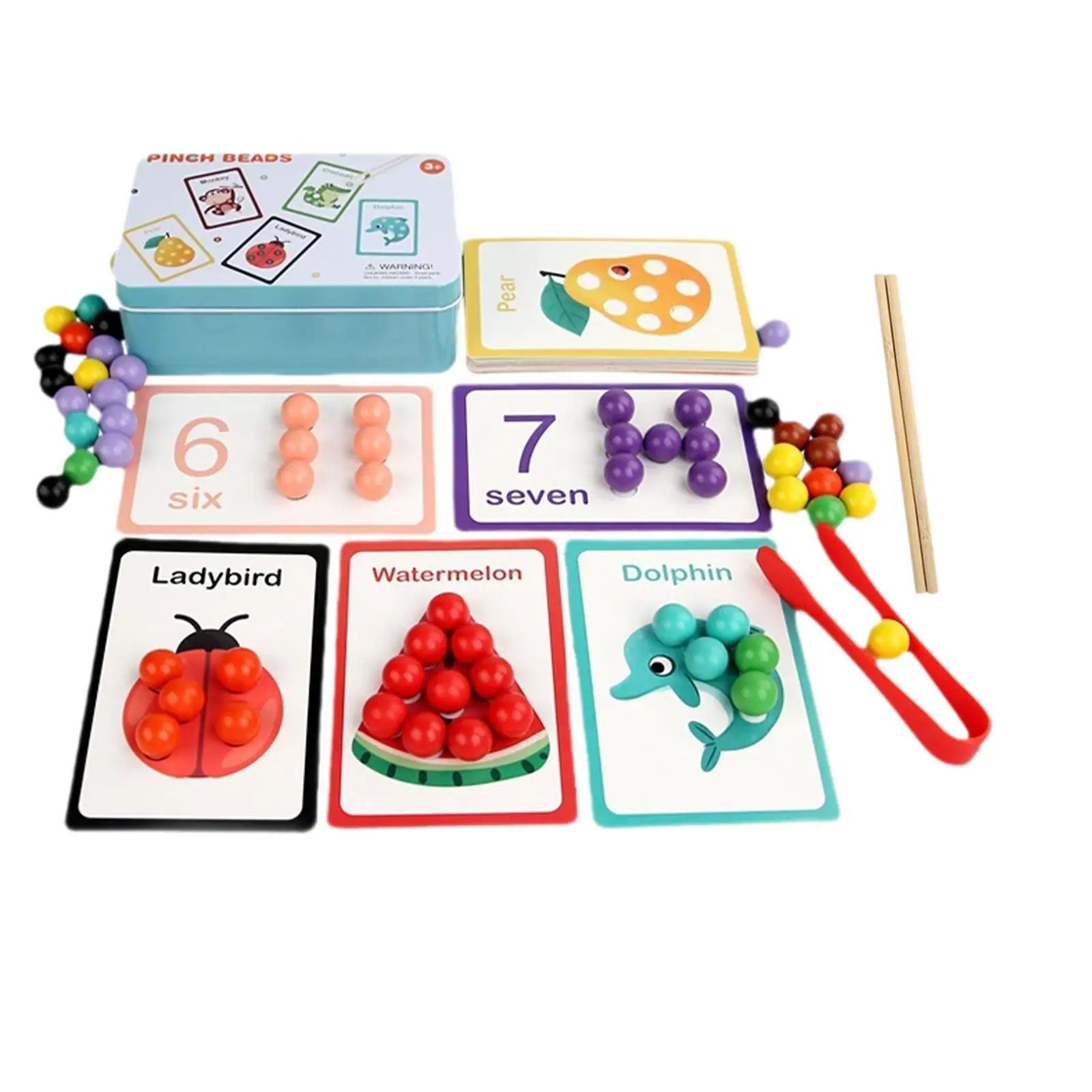 Clip Beads Toy Coordination Math Manipulatives Counting Matching Game Clip Bead Game for Kindergarten Preschool Boys and Girls