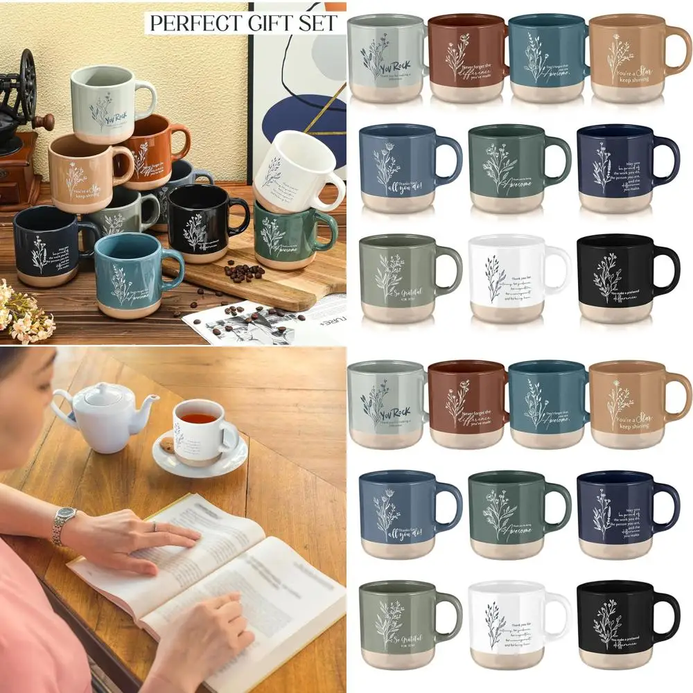 

Массовый набор из 10 керамических кофейных кружек с полевыми цветами — благодарность и мотивационные подарки для сотрудников на Рождество