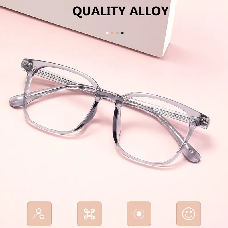 Square Blue Light Blocking Computer Glasses Men Woman Reading Prescription Transparent Glasses Male Far Sight Glasses +1.5 +1.75