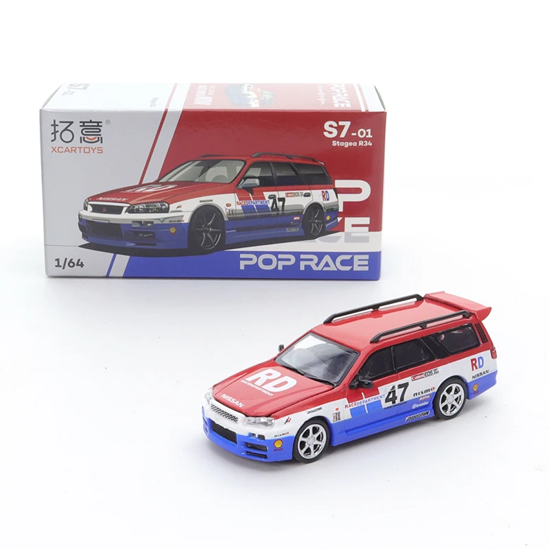 XCarToys 1/64 POPRACE Nissan GTR Stagea R34 Racing #47 Alloy Diecast Model Car Friends Gifts Collect Ornaments