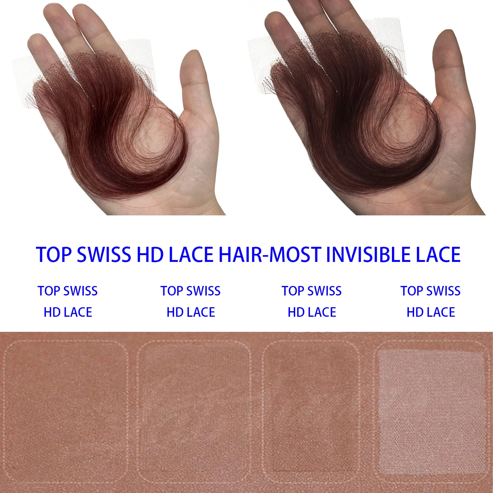 Wig rambut bayi renda HD 99J, 2 buah rambut palsu renda tidak terlihat merah anggur prepked rambut bayi Wig rambut manusia tepi renda