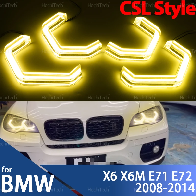

Lemon Yellow White Crystal Headlamp CSL Style Day Light Angel Eyes Kit For BMW X6 X6M E71 E72 2008-2014 Retrofit DTM M4 Style