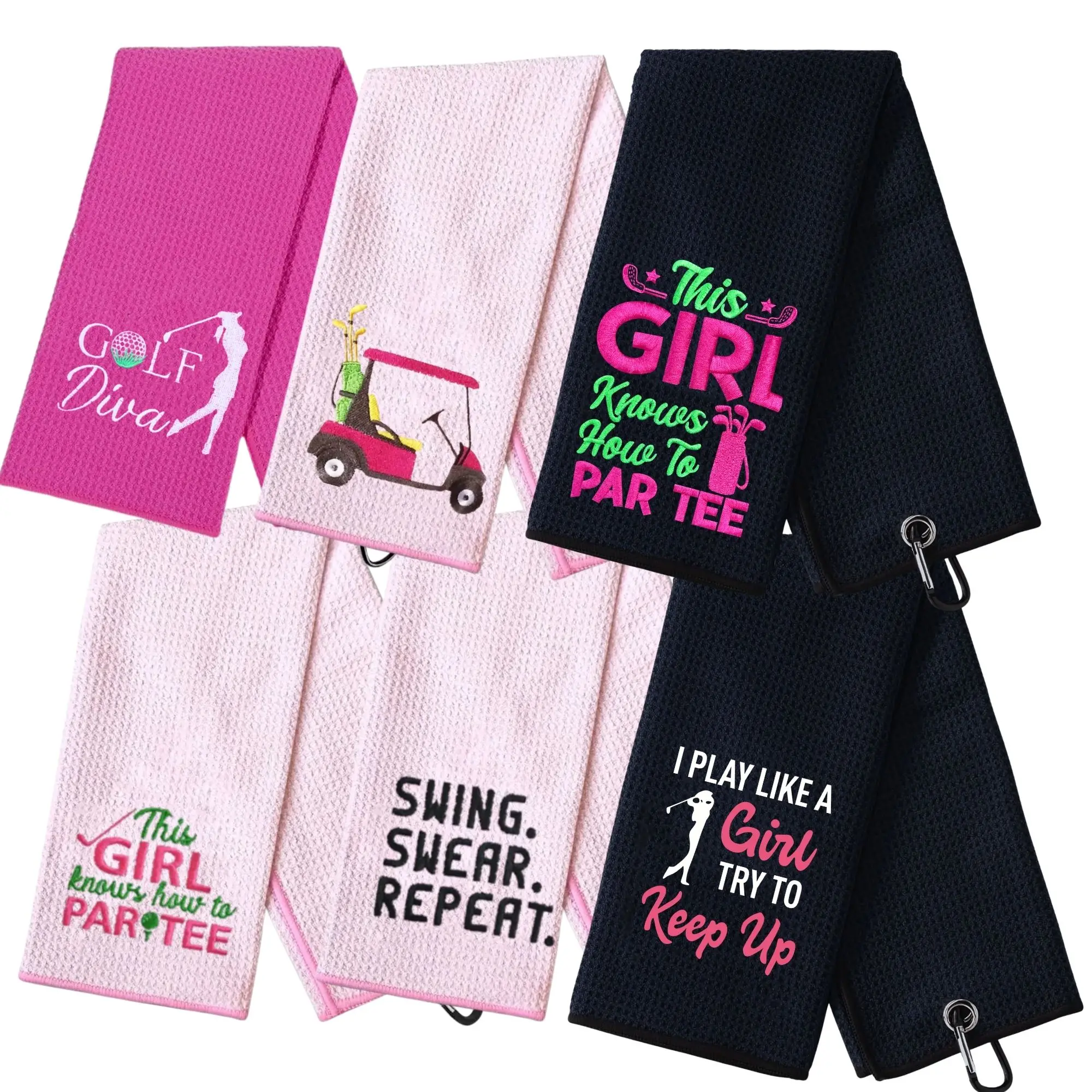 Image of Lustiges Premium-Golftuch aus Mikrofaser für Damen, bestickte Golftücher für Golftaschen, Golfzubehör für Damen-Golferinnen