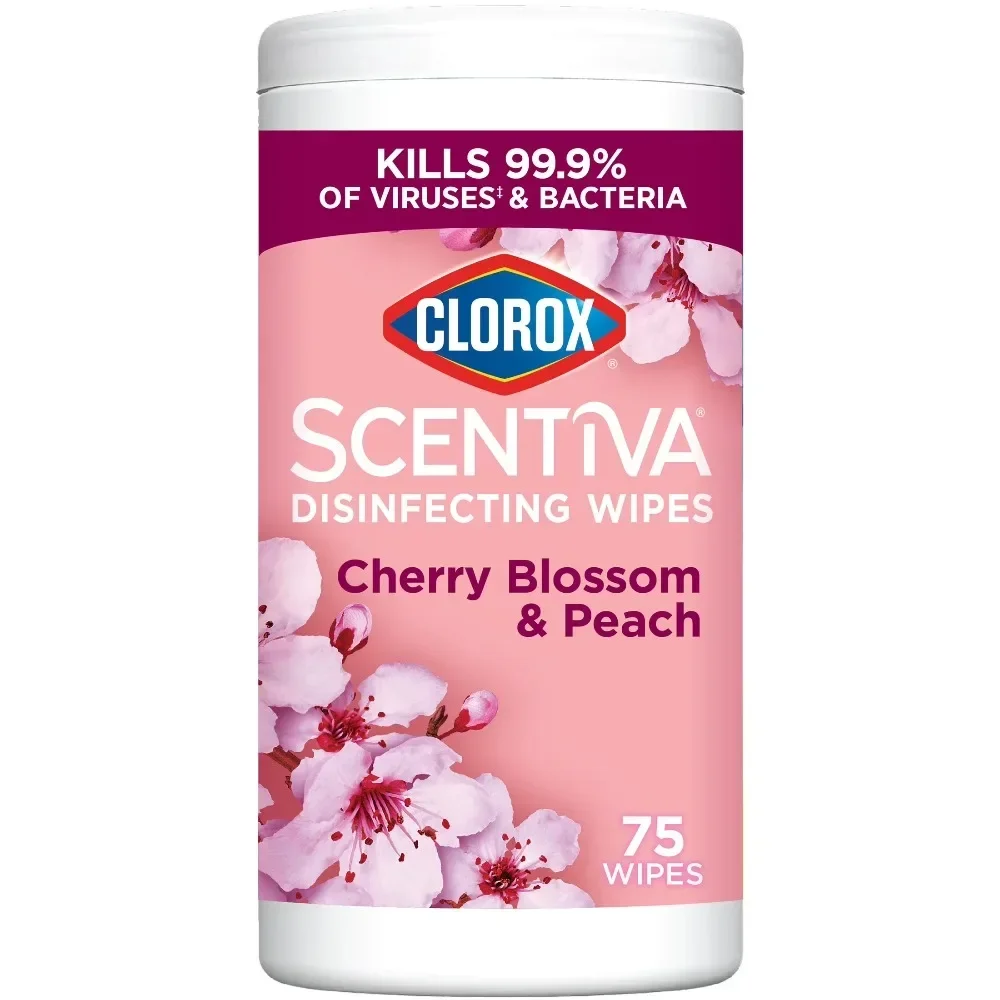Scentiva Disinfecting Wipes, Cherry Blossom and Peach, 75 Count