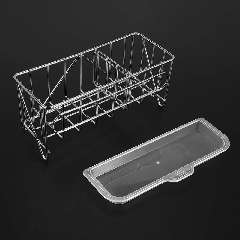 ステンレス製シンク用キャディオーガナイザー、カウンタートップスポンジブラシ、キッチン用ドレンパン付き石鹸ホルダー、新品