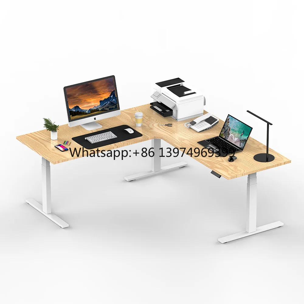 Adjustable Height Office L-shaped Home Office Corner Computer Motorize Desk L Shape Sit Standing Desk Desk Frame
