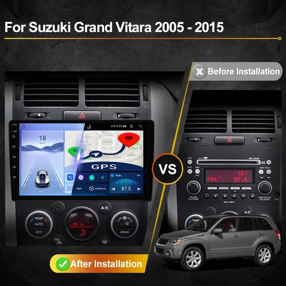 For Suzuki Grand Vitara 3 2005 - 2015 Car Radio Android Automotive Multimidia Player GPS Navigaion Carplay Screen Auto Stereo