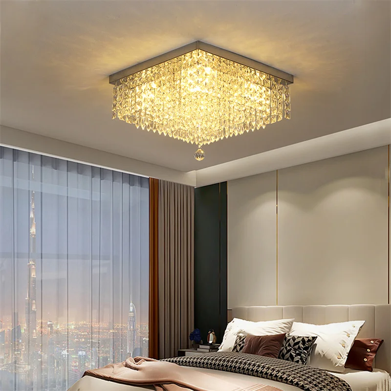 Modern Indoor Ceiling Lamp For Dining Room Stainless Steel Led Chandelier Light Fixture Crystal Lustres Luminaire Room Pendant