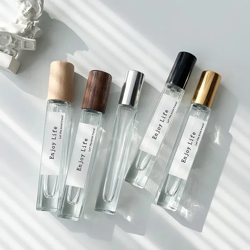 2/4pcs/lot 12ml Transparent Glass perfume Spray Bottle Sample Glass Vials Cosmetics Portable Mini Perfume Atomizer Wooden Cap