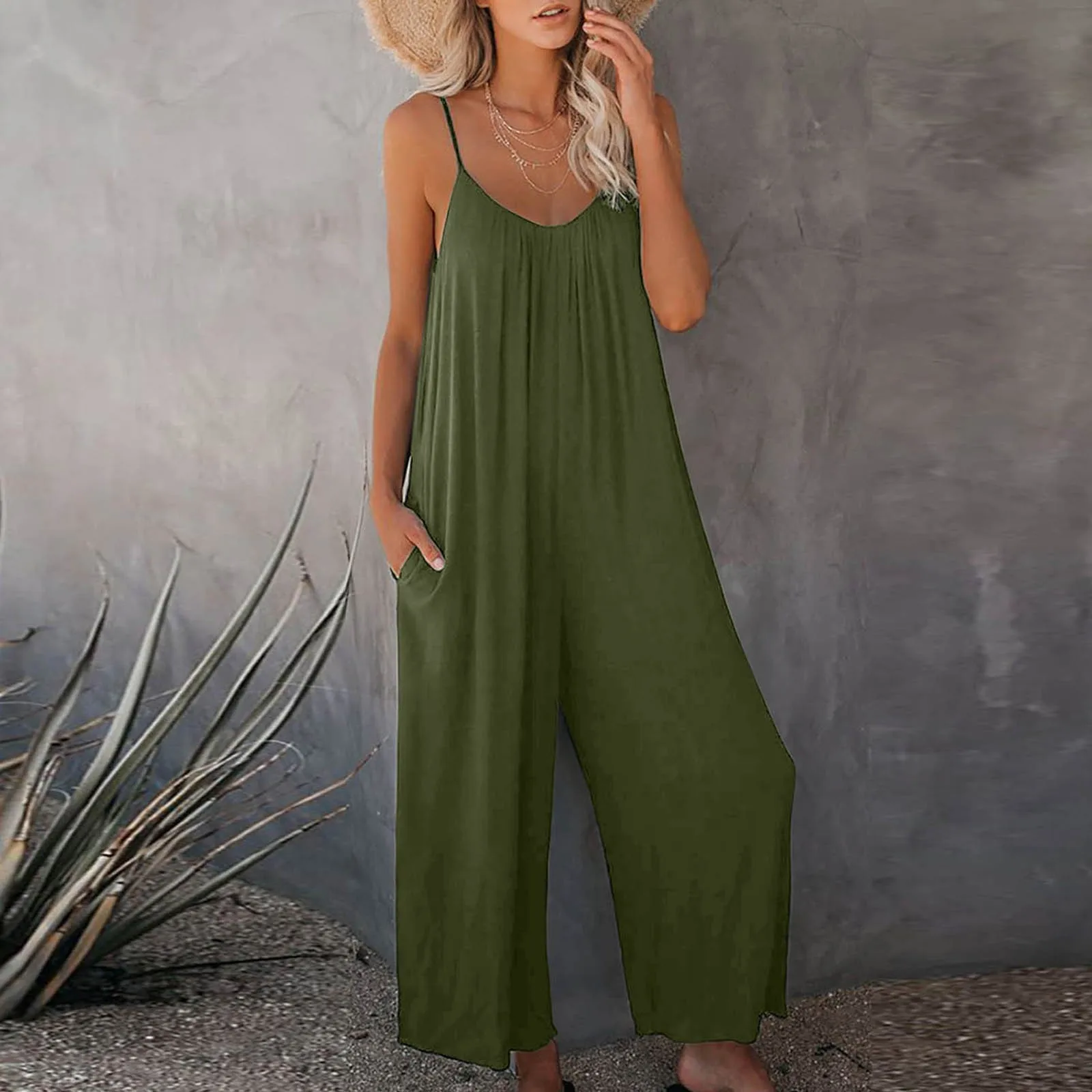 

Women European Casual Pocket Jumpsuit Sexy Womans Sling Ropa De Mujer Ofertas Summer Backless One Piece Women Summer Outfits